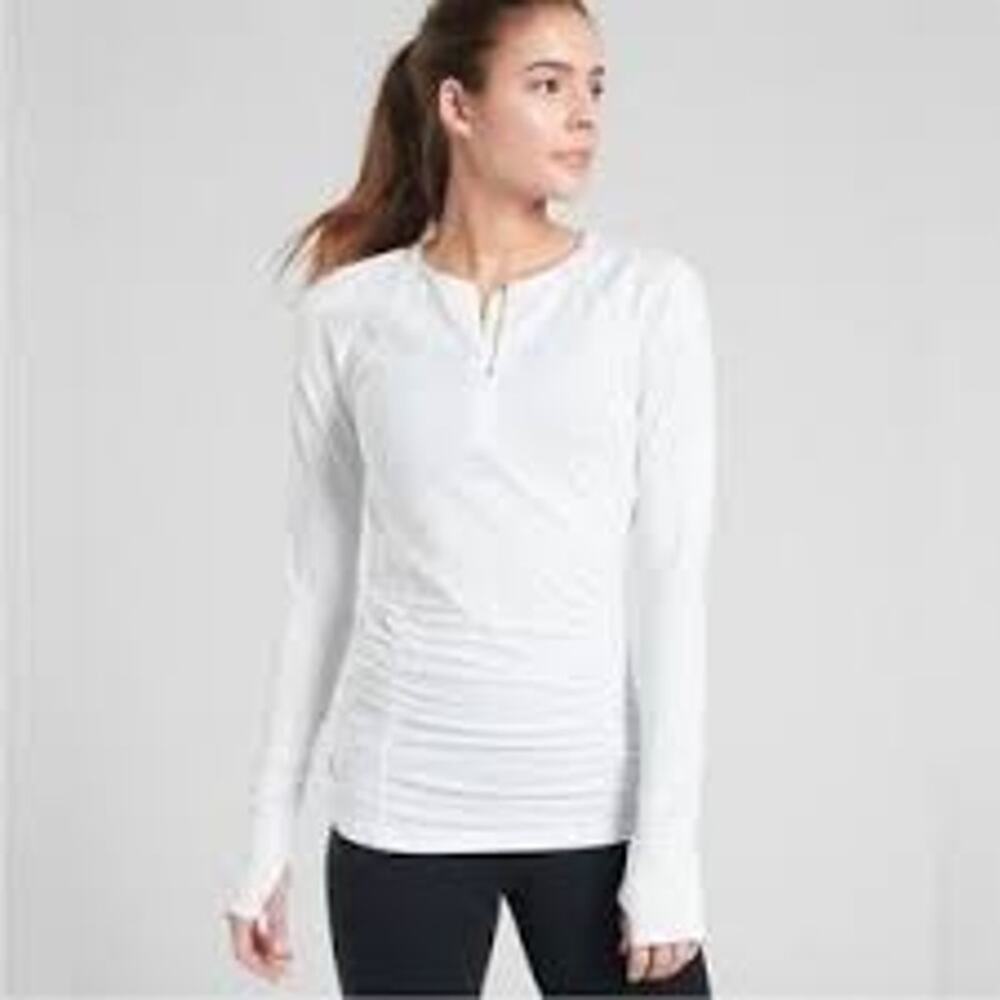 Athleta White Long Sleeve Contour Quarter Zip Size XL